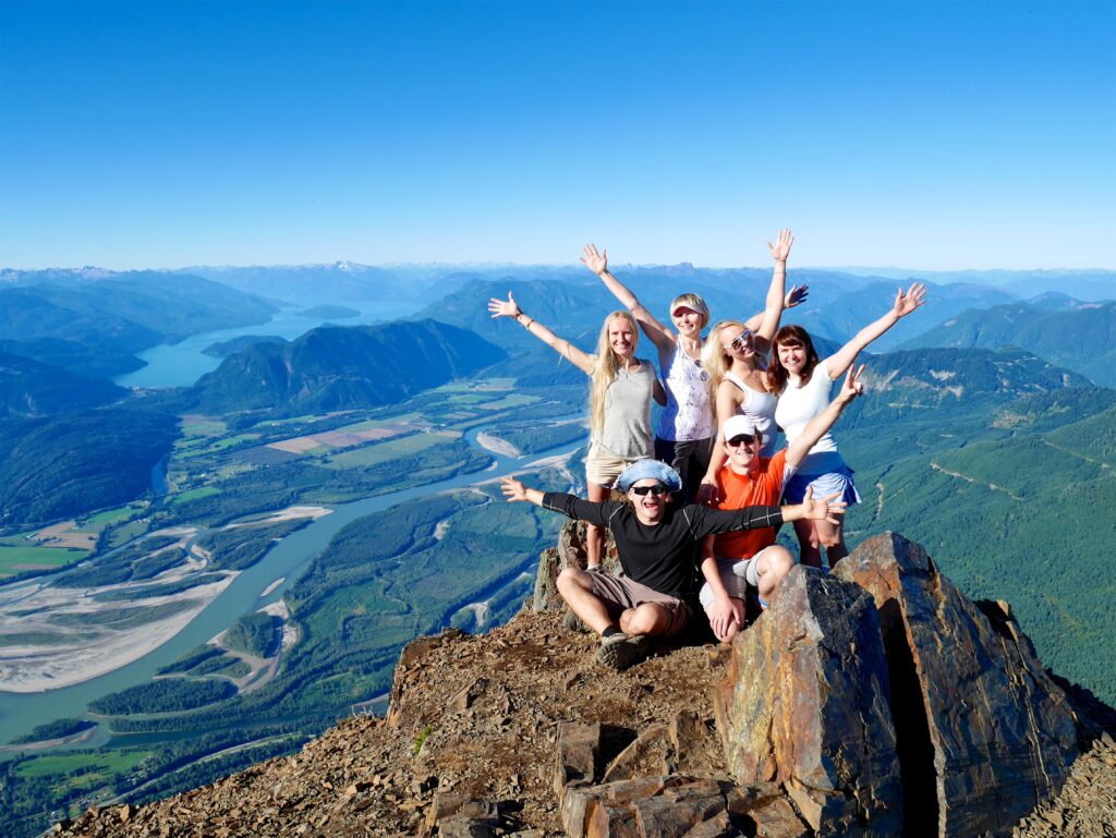 Group of young adults on a mountain