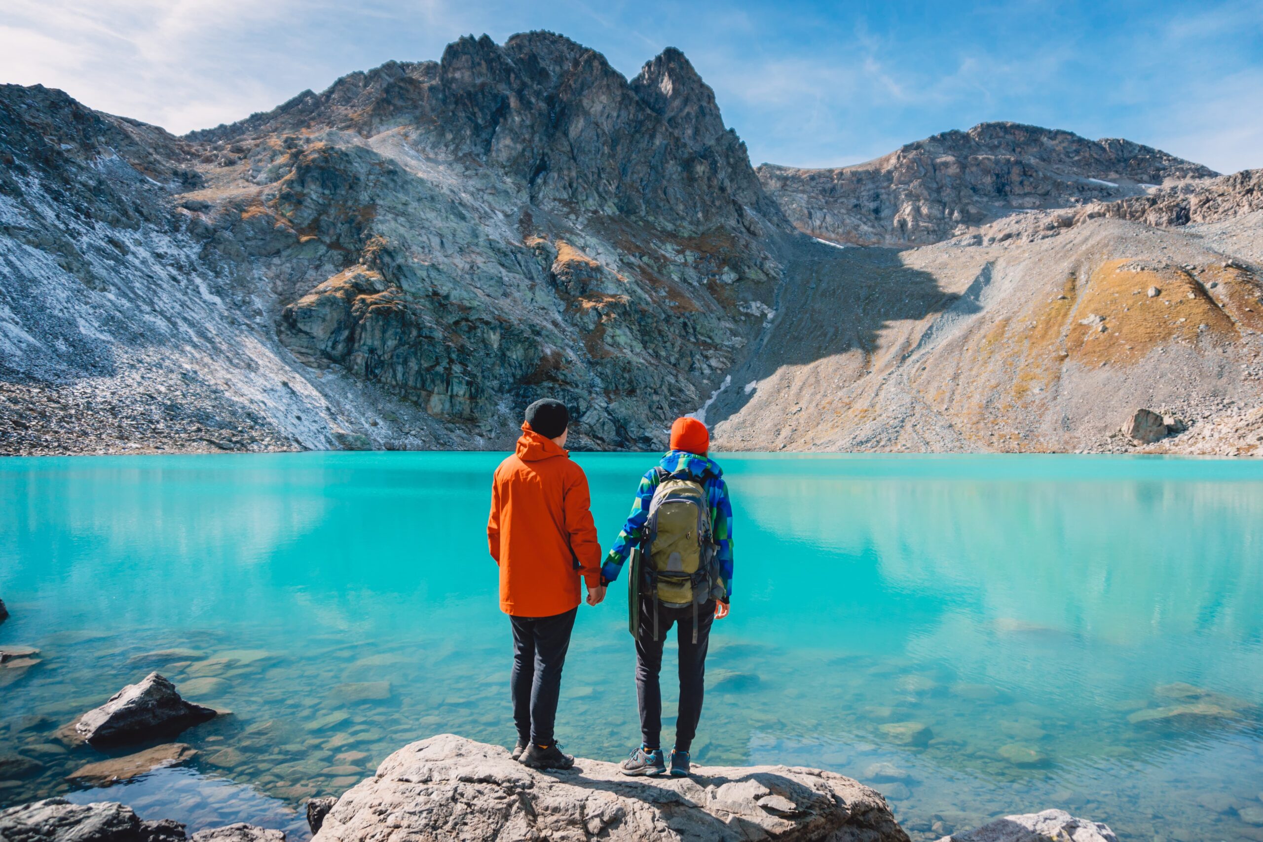 Couple staring at lake in Canada