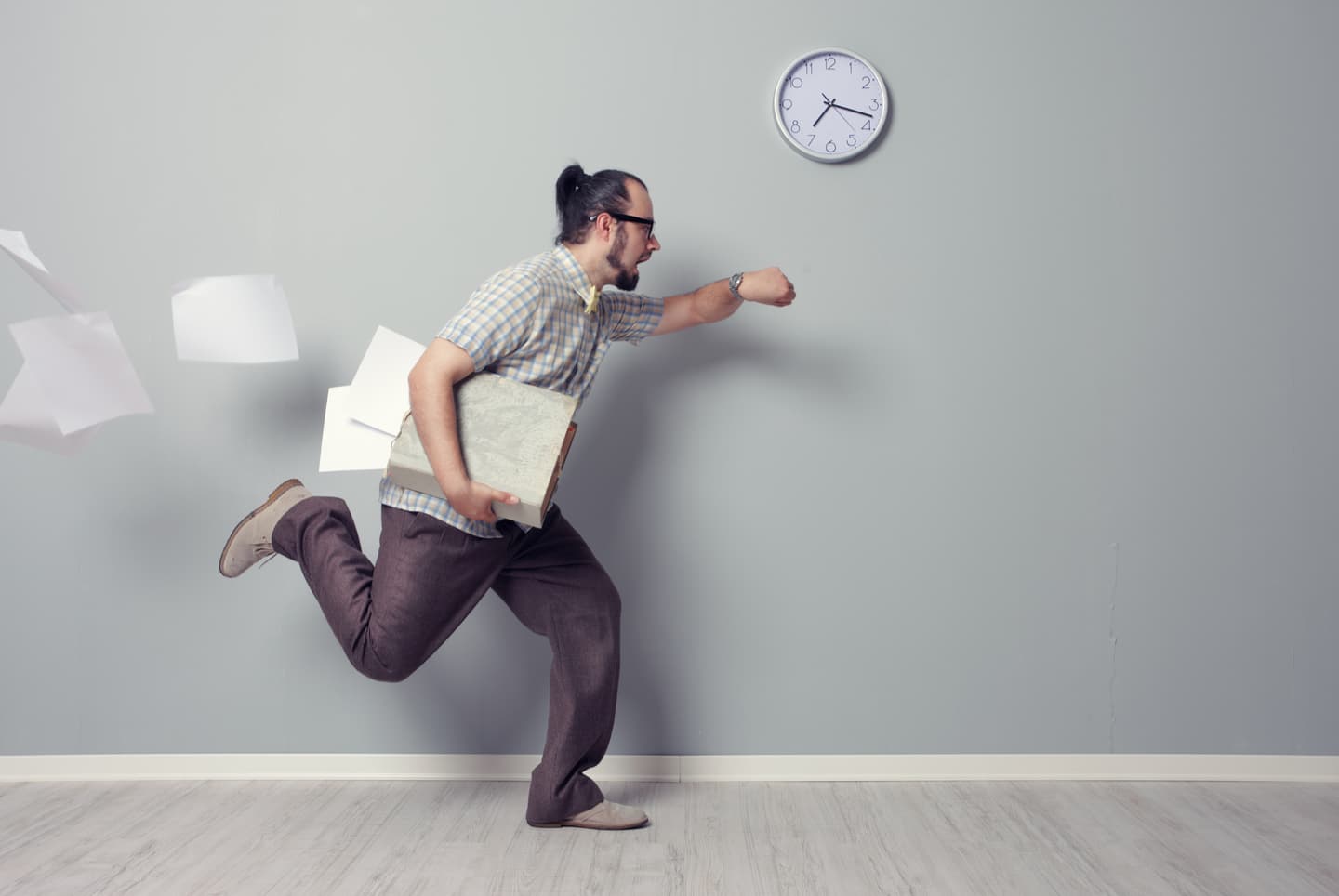 Man rushing with documents